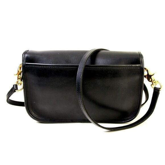 VTG TRADITIONAL TRENDS BLACK SADDLE GENUINE LEATHER SHOULDER BAG HANDBAG X-BODY - Picture 4 of 9